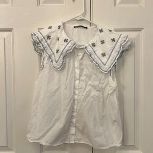 Zara embroidered collar blouse